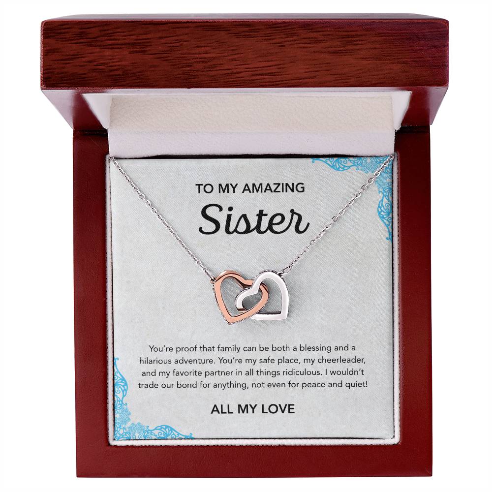 To my Sister - Interlocking Hearts Necklace - Ornament