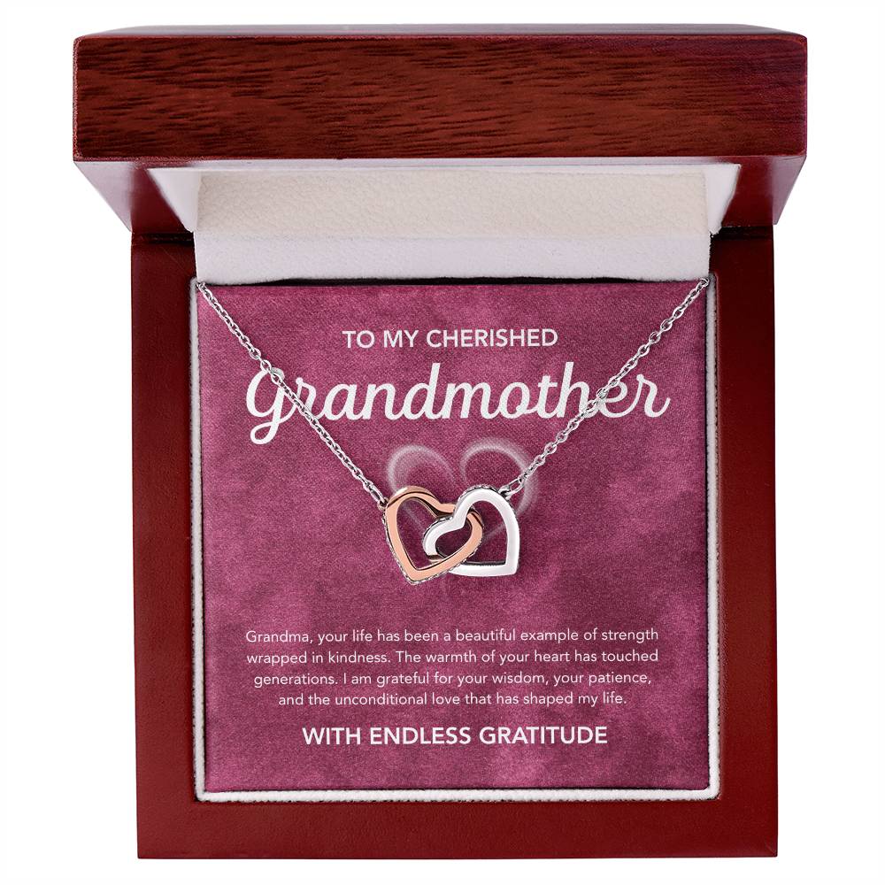 To my Grandmother - Interlocking Hearts Necklace - White Heart