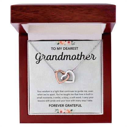 To my Grandmother - Interlocking Hearts Necklace - Flowers
