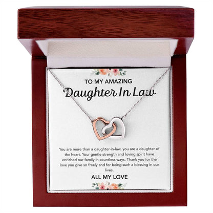 To my Daughter in Law - Interlocking Hearts Necklace - Flowers
