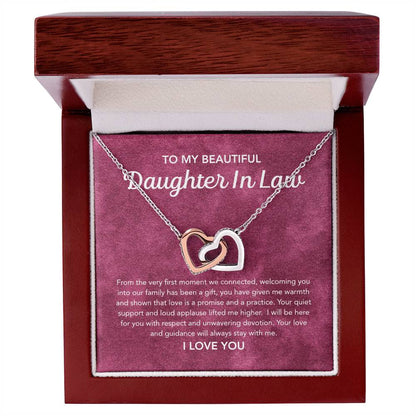 To my Daughter in Law - Interlocking Hearts Necklace - Velvet Pattern
