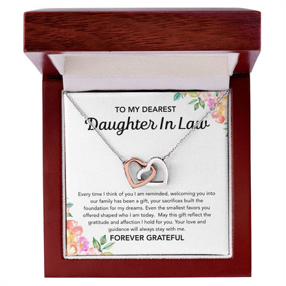 To my Daughter in Law - Interlocking Hearts Necklace - Flowers