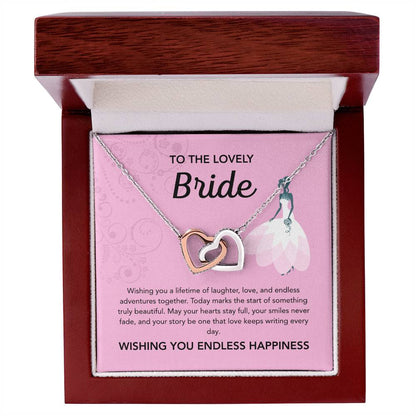 To my Bride - Interlocking Hearts Necklace - Pink