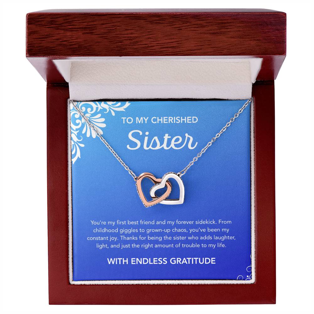 To my Sister - Interlocking Hearts Necklace - Ornament