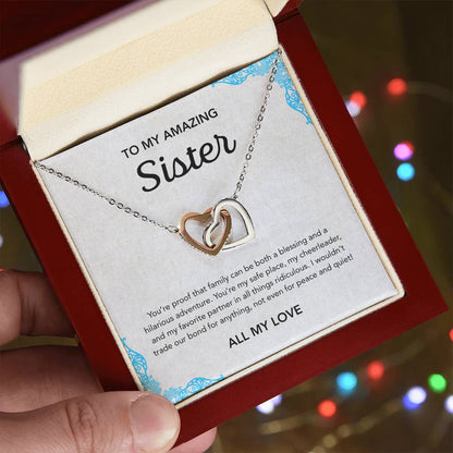 To my Sister - Interlocking Hearts Necklace - Ornament