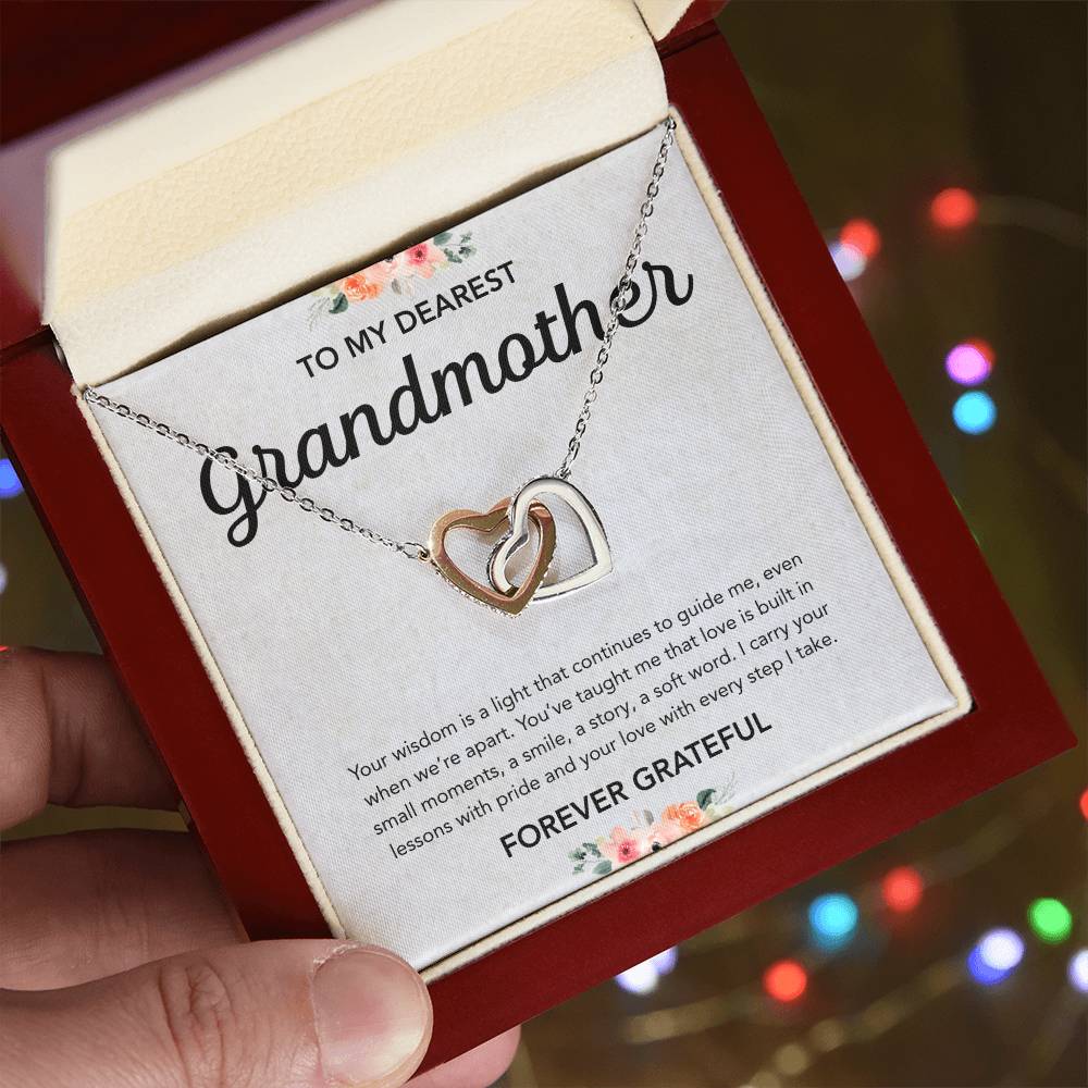 To my Grandmother - Interlocking Hearts Necklace - Flowers