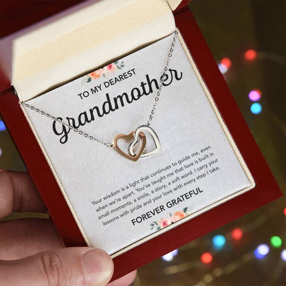 To my Grandmother - Interlocking Hearts Necklace - Flowers