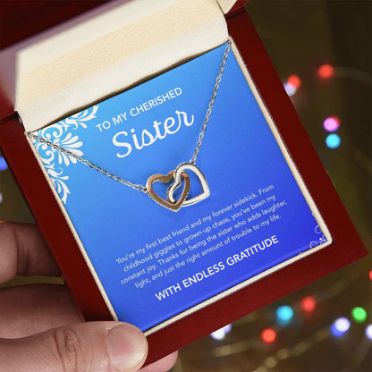To my Sister - Interlocking Hearts Necklace - Ornament