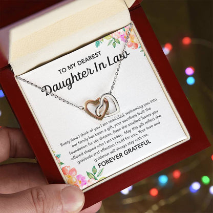 To my Daughter in Law - Interlocking Hearts Necklace - Flowers