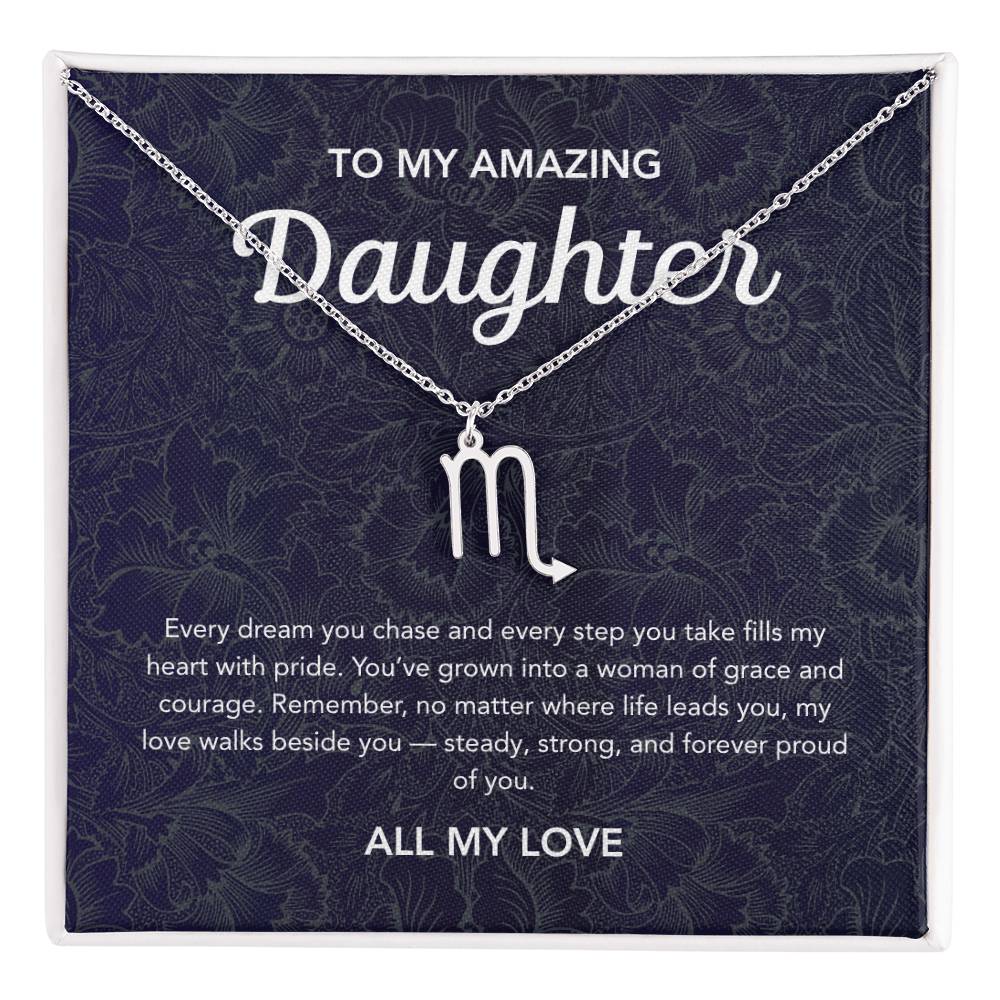 To my Daughter - Zodiac Symbol - Floral Damask