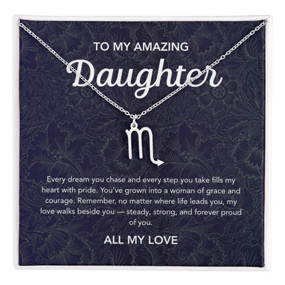 To my Daughter - Zodiac Symbol - Floral Damask