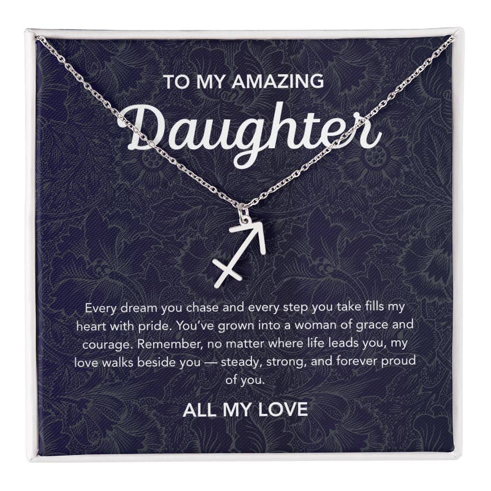 To my Daughter - Zodiac Symbol - Floral Damask