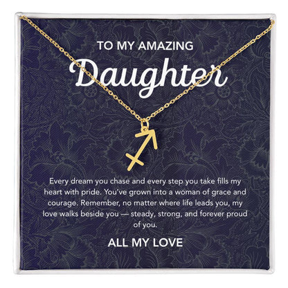 To my Daughter - Zodiac Symbol - Floral Damask