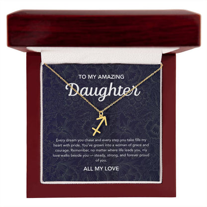 To my Daughter - Zodiac Symbol - Floral Damask
