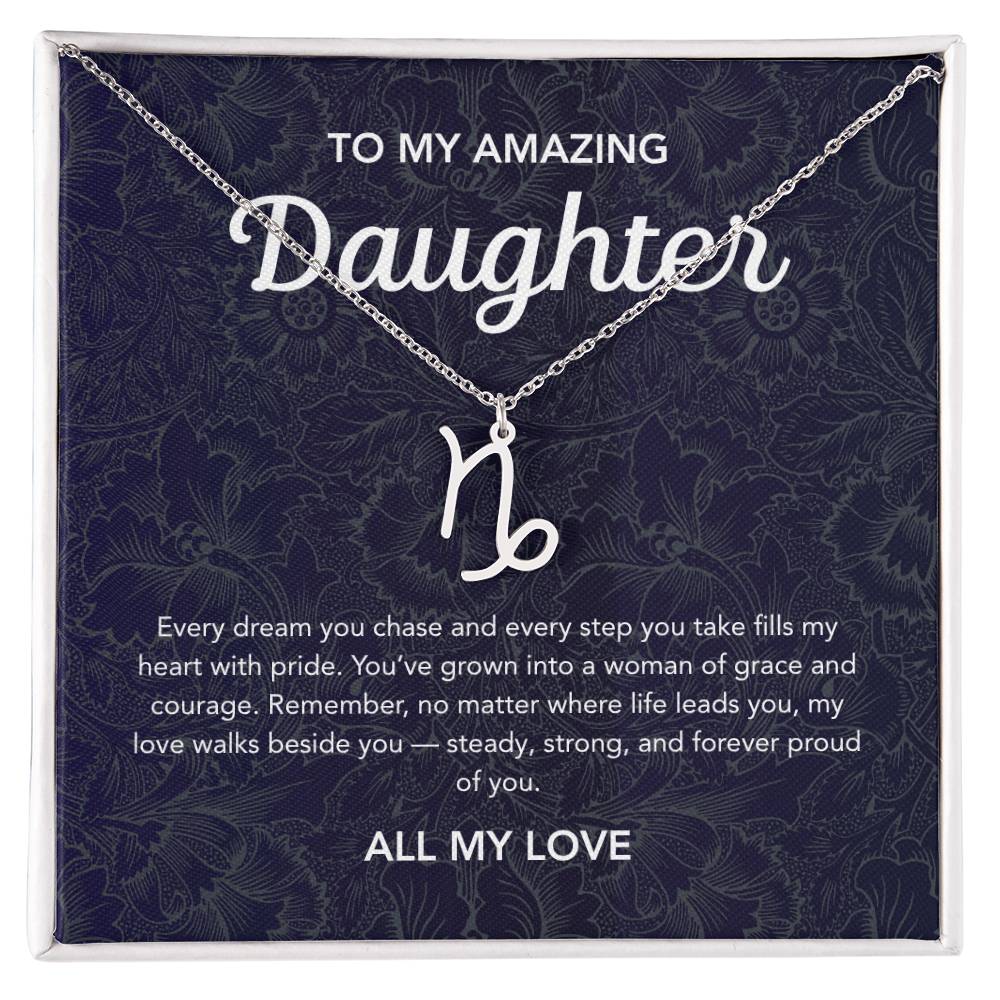 To my Daughter - Zodiac Symbol - Floral Damask