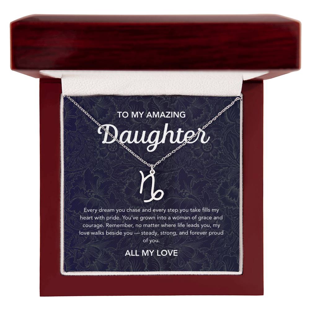 To my Daughter - Zodiac Symbol - Floral Damask