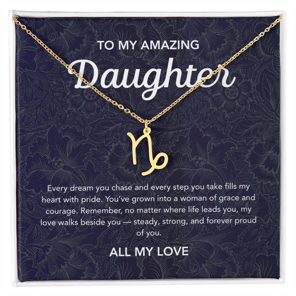 To my Daughter - Zodiac Symbol - Floral Damask