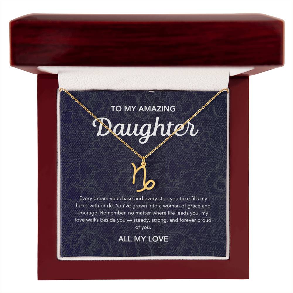 To my Daughter - Zodiac Symbol - Floral Damask