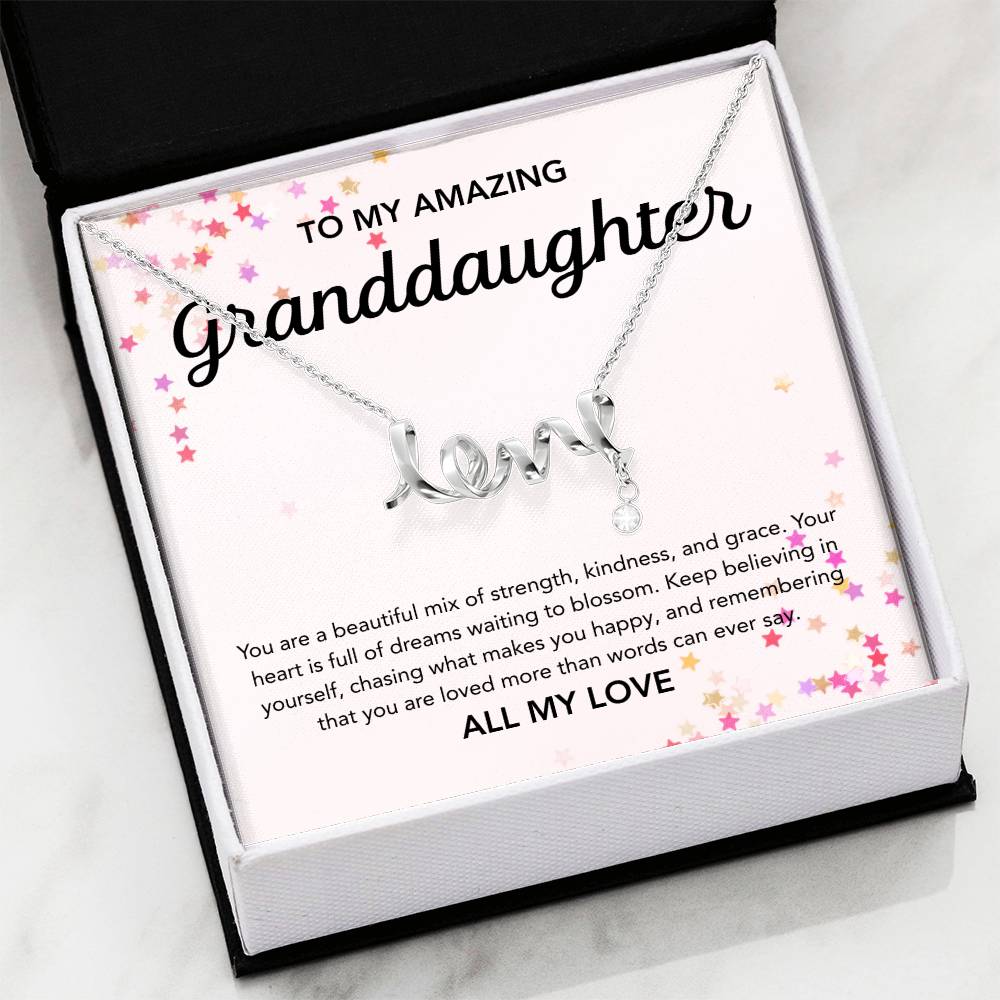 To my Granddaughter - Scripted Love Necklace - Stars