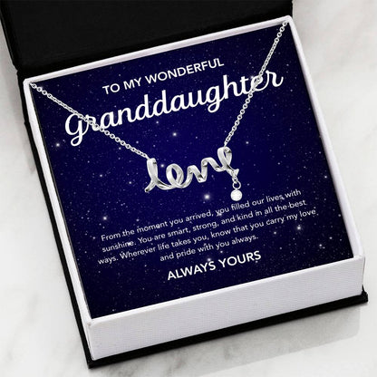 To my Granddaughter - Scripted Love Necklace - Night Stars