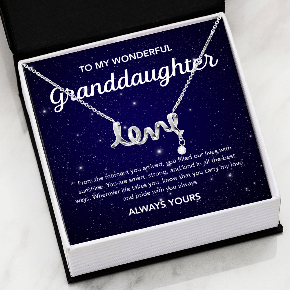 To my Granddaughter - Scripted Love Necklace - Damsak