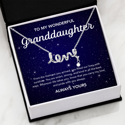 To my Granddaughter - Scripted Love Necklace - Damsak