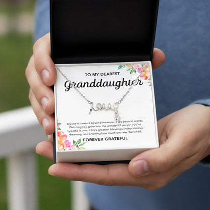 To my Granddaughter - Scripted Love Necklace - Flowers