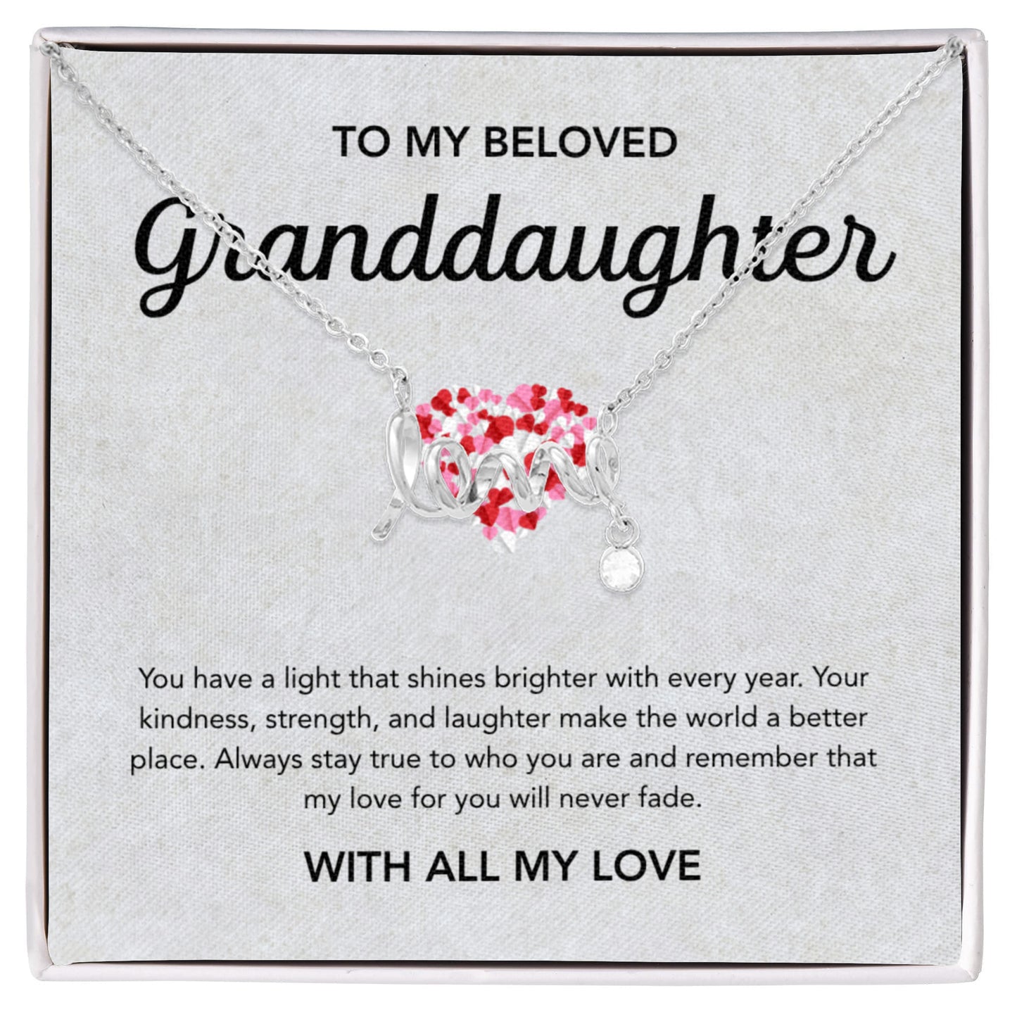 To my Granddaughter - Scripted Love Necklace - Little Heart