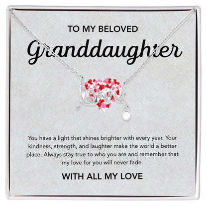 To my Granddaughter - Scripted Love Necklace - Little Heart