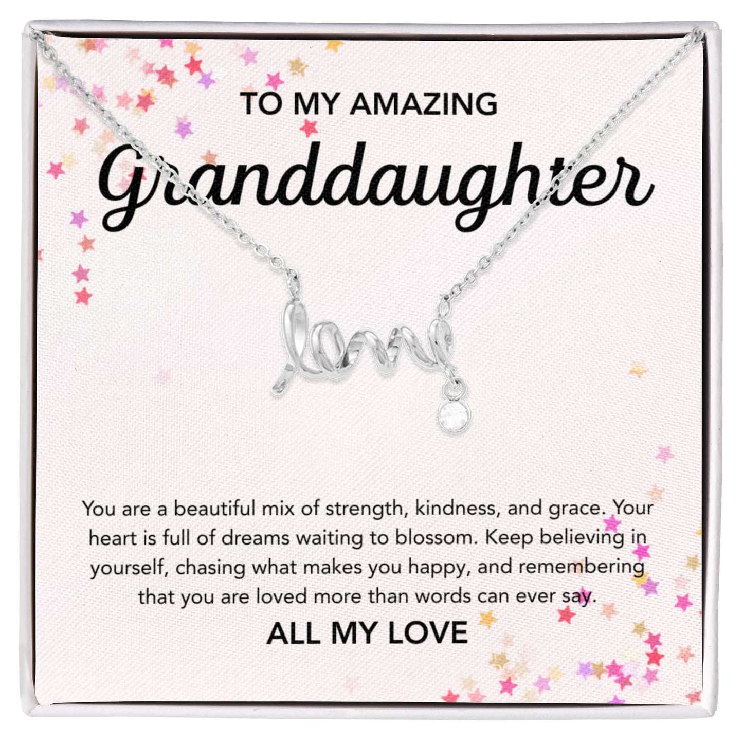 To my Granddaughter - Scripted Love Necklace - Stars