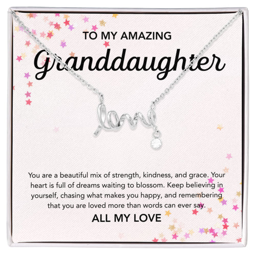 To my Granddaughter - Scripted Love Necklace - Stars