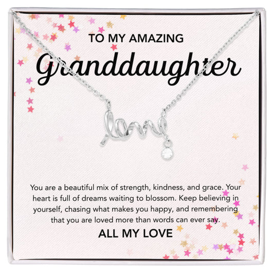 To my Granddaughter - Scripted Love Necklace - Stars