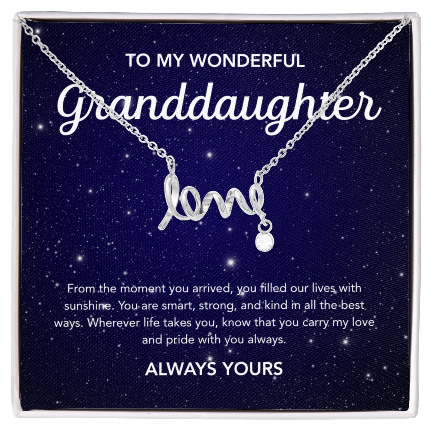 To my Granddaughter - Scripted Love Necklace - Damsak