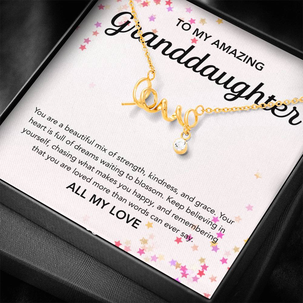 To my Granddaughter - Scripted Love Necklace - Stars