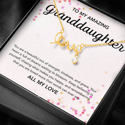 To my Granddaughter - Scripted Love Necklace - Stars