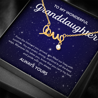 To my Granddaughter - Scripted Love Necklace - Damsak