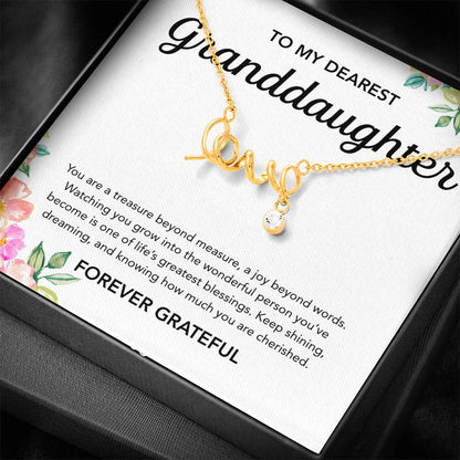 To my Granddaughter - Scripted Love Necklace - Flowers