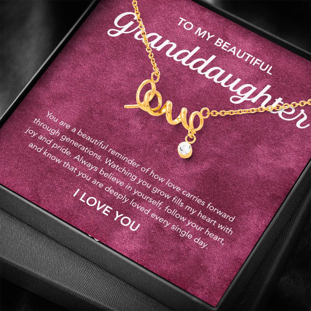 To my Granddaughter - Scripted Love Necklace - Velvet Pattern