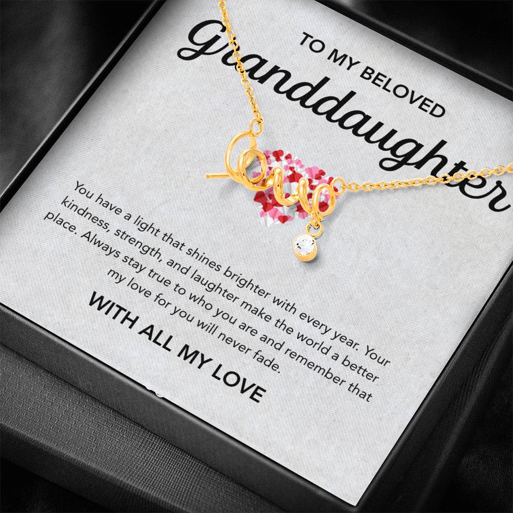 To my Granddaughter - Scripted Love Necklace - Little Heart
