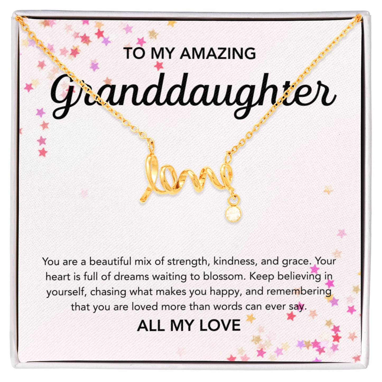 To my Granddaughter - Scripted Love Necklace - Stars