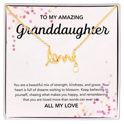 To my Granddaughter - Scripted Love Necklace - Stars