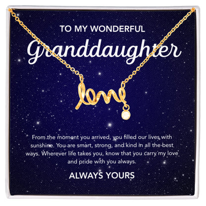 To my Granddaughter - Scripted Love Necklace - Damsak