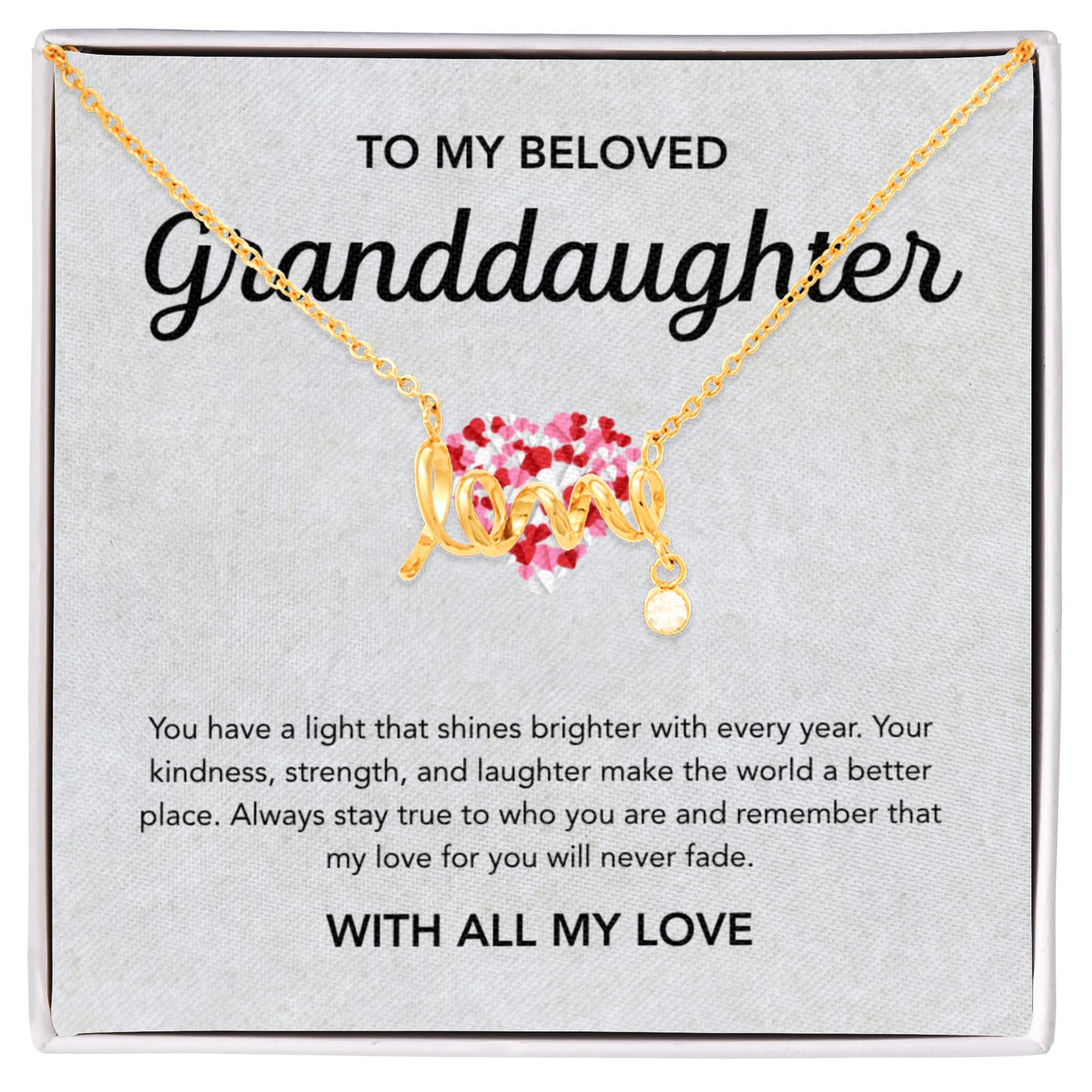 To my Granddaughter - Scripted Love Necklace - Little Heart