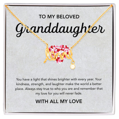 To my Granddaughter - Scripted Love Necklace - Little Heart