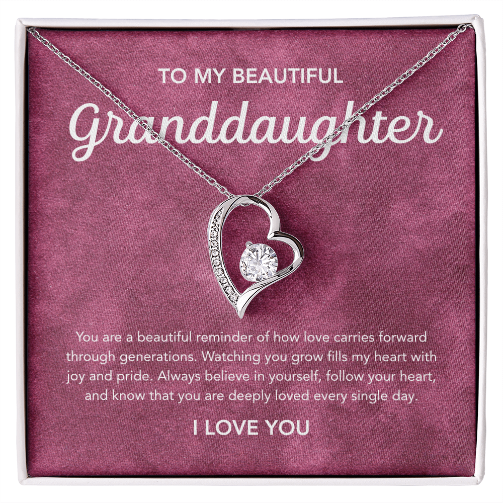 To my Granddaughter - Forever Love Necklace - Velvet Pattern