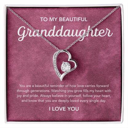 To my Granddaughter - Forever Love Necklace - Velvet Pattern