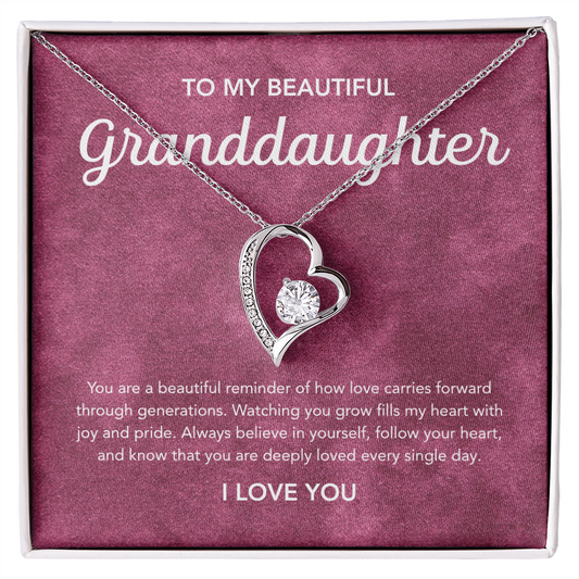 To my Granddaughter - Forever Love Necklace - Velvet Pattern