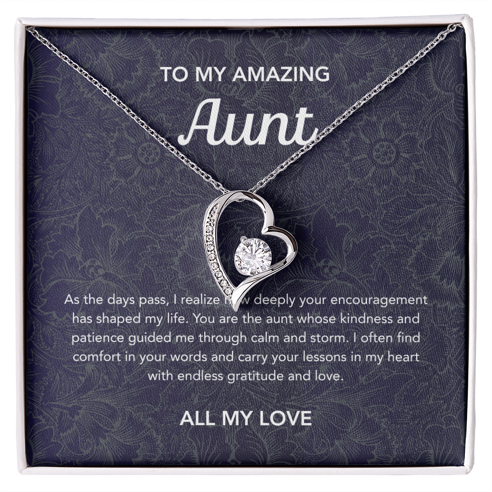 To my Aunt - Forever Love Necklace - Floral Damask