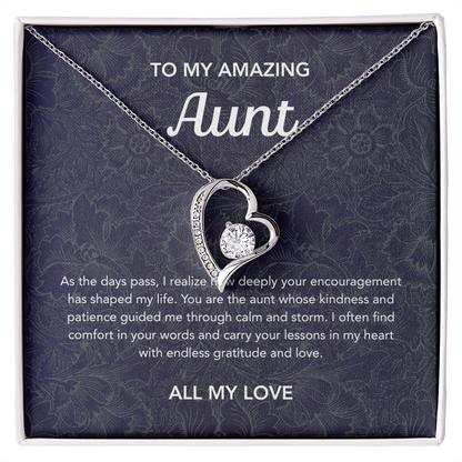 To my Aunt - Forever Love Necklace - Floral Damask