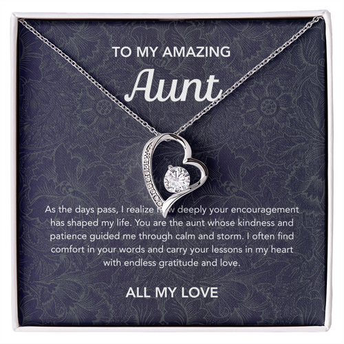 To my Aunt - Forever Love Necklace - Floral Damask